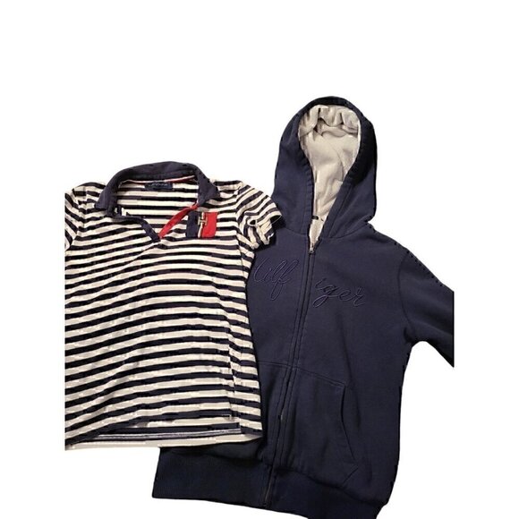 Tommy Hilfiger Fur Lined Hoodie Blue and Shirt Size Small - Picture 1 of 8
